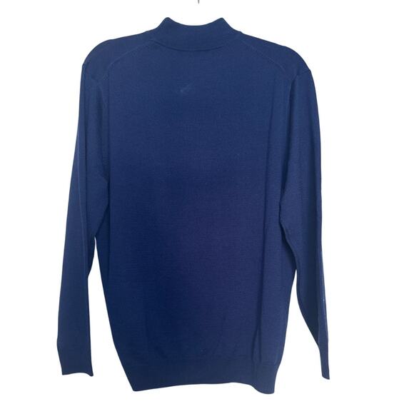 Linea Uomo Men's M Blue Wool Blend Mock Turtle Neck Long Sleeve Sweater Pullover - Picture 2 of 4